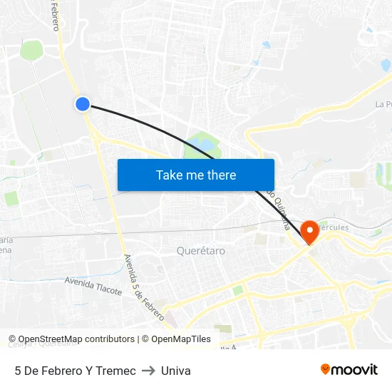 5 De Febrero Y Tremec to Univa map