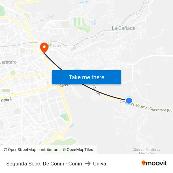 Segunda Secc. De Conín - Conín to Univa map