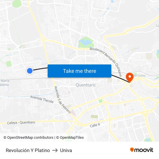 Revolución Y Platino to Univa map
