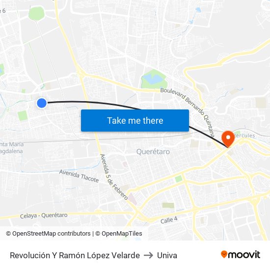 Revolución Y Ramón López Velarde to Univa map