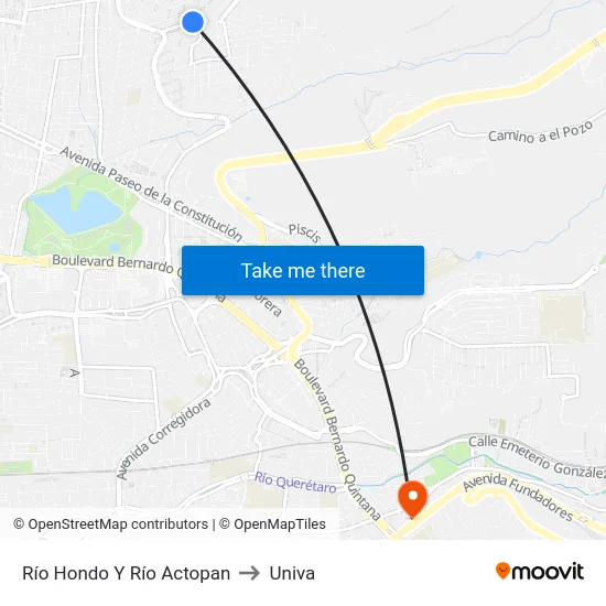 Río Hondo Y Río Actopan to Univa map