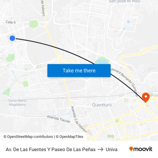 Av. De Las Fuentes Y Paseo De Las Peñas to Univa map