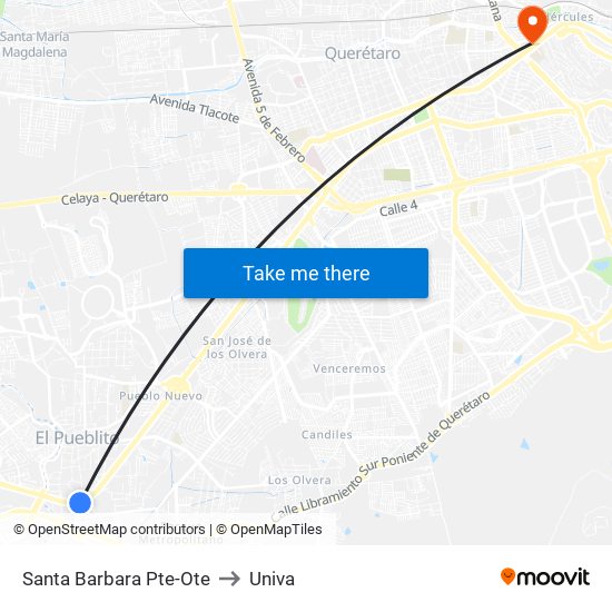 Santa Barbara Pte-Ote to Univa map