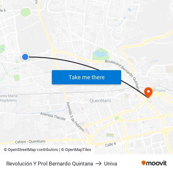 Revolución Y Prol Bernardo Quintana to Univa map