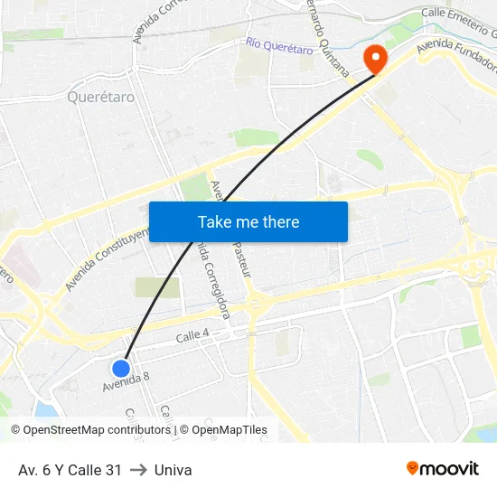 Av. 6 - Calle 31 to Univa map