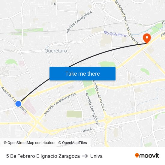 5 De Febrero E Ignacio Zaragoza to Univa map
