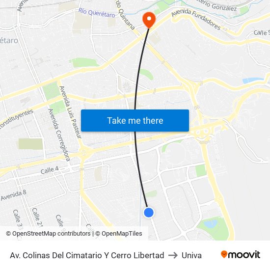 Av. Colinas Del  Cimatario Y Cerro Libertad to Univa map