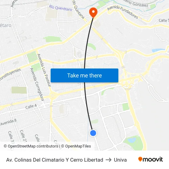 Av. Colinas Del  Cimatario Y Cerro Libertad to Univa map