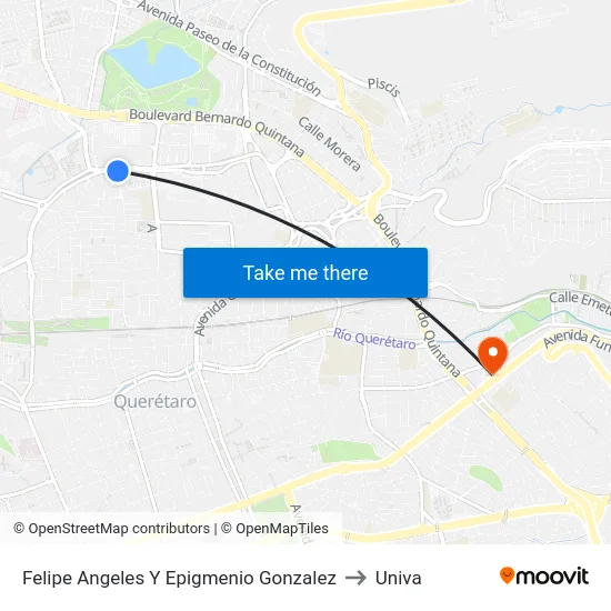 Felipe Angeles Y Epigmenio Gonzalez to Univa map