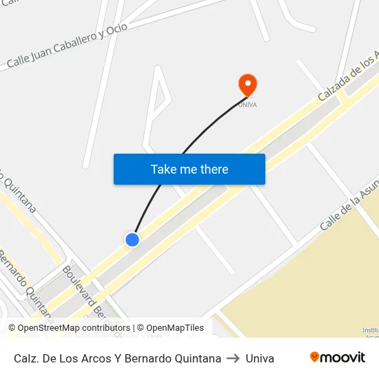 Calz. De Los Arcos Y Bernardo Quintana to Univa map