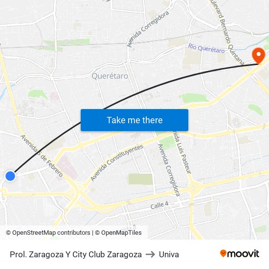 Prol. Zaragoza Y City Club Zaragoza to Univa map