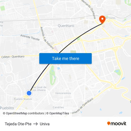 Tejeda Ote-Pte to Univa map