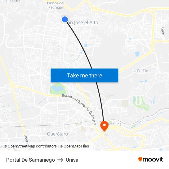 Portal De Samaniego to Univa map