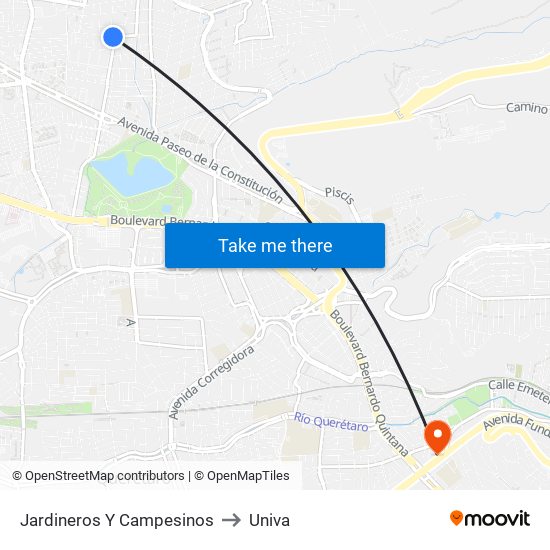 Jardineros Y Campesinos to Univa map