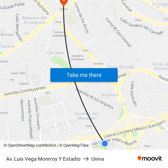 Av. Luis Vega Monrroy Y Estadio to Univa map