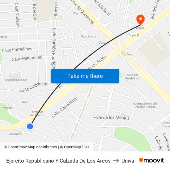 Ejercito Republicano Y Calzada De Los Arcos to Univa map