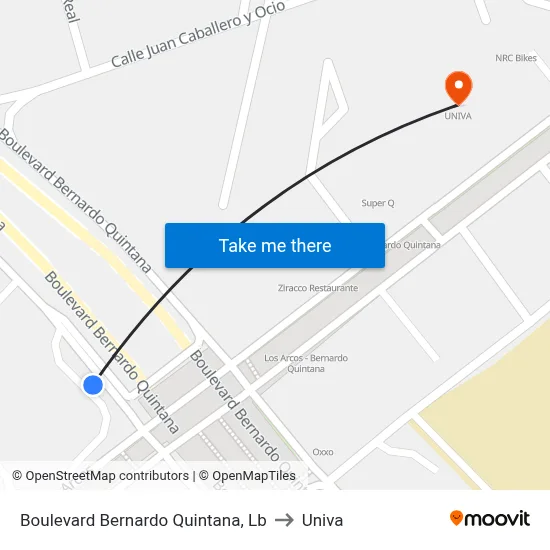 Boulevard Bernardo Quintana, Lb to Univa map