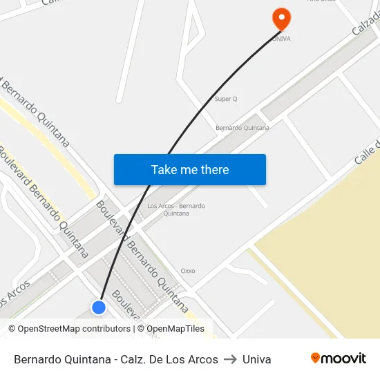 Bernardo Quintana - Calz. De Los Arcos to Univa map