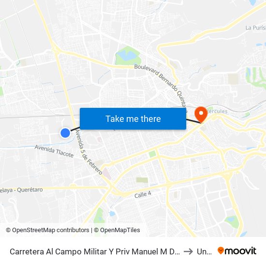 Carretera Al Campo Militar Y Priv Manuel M De La Llata to Univa map