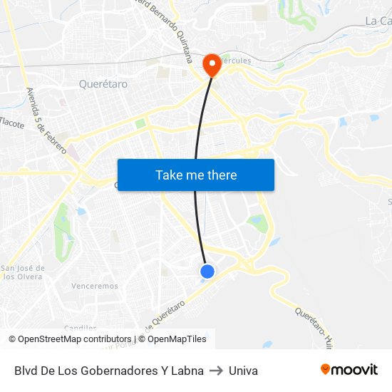 Blvd De Los Gobernadores Y Labna to Univa map