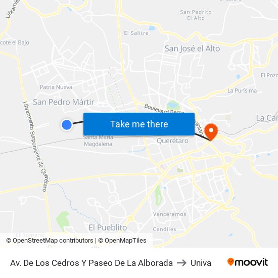 Av. De Los Cedros Y Paseo De La Alborada to Univa map