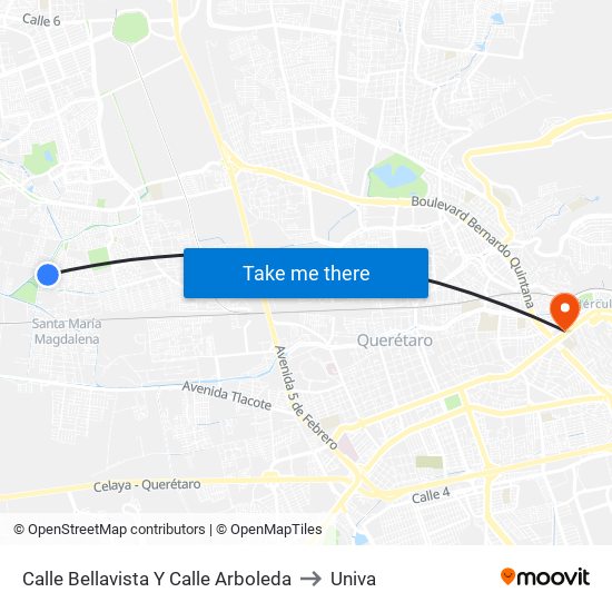 Calle Bellavista Y Calle Arboleda to Univa map