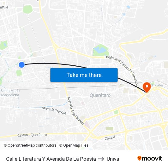 Calle Literatura Y Avenida De La Poesía to Univa map