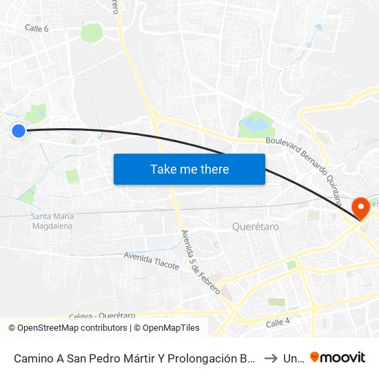 Camino A San Pedro Mártir Y Prolongación Bernardo Quintana to Univa map