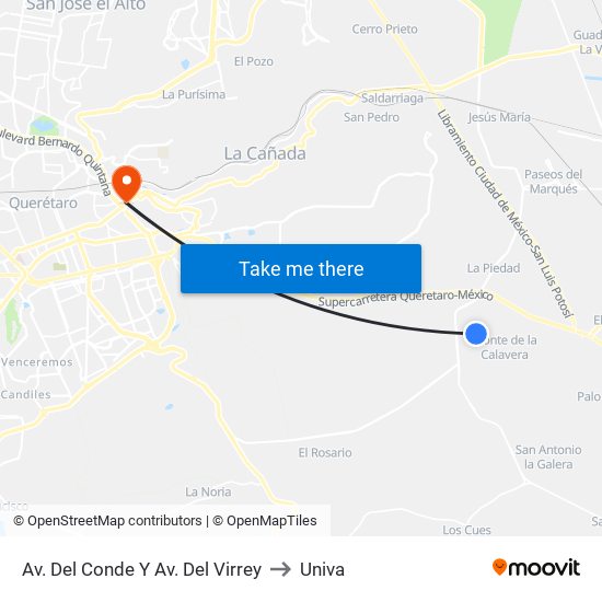 Av. Del Conde Y Av. Del Virrey to Univa map