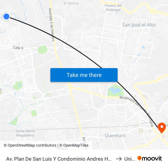 Av. Plan De San Luis Y Condominio Andres Henestrosa to Univa map