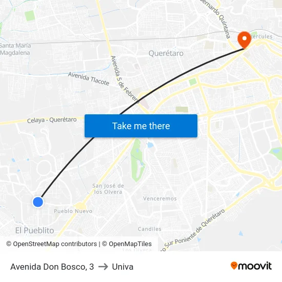 Avenida Don Bosco, 3 to Univa map