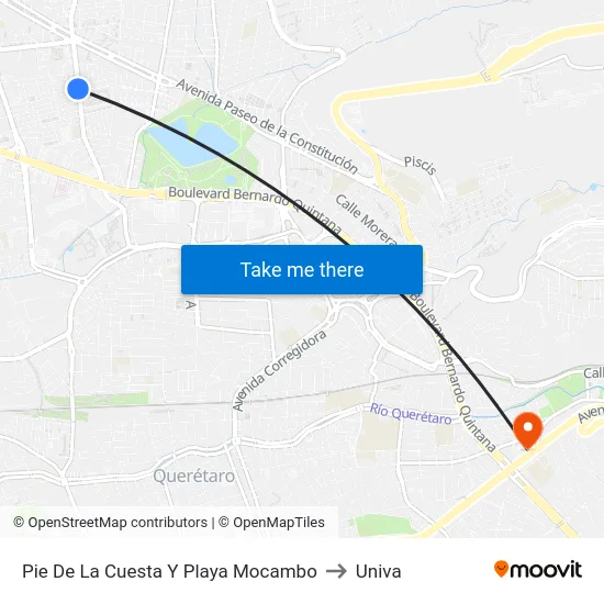 Pie De La Cuesta Y Playa Mocambo to Univa map