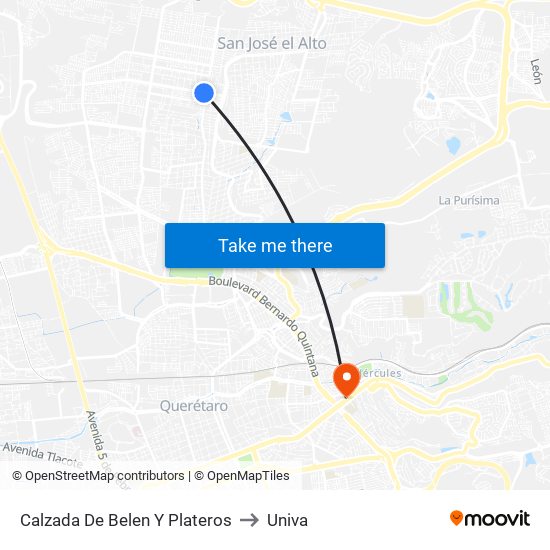 Calzada De Belen Y Plateros to Univa map