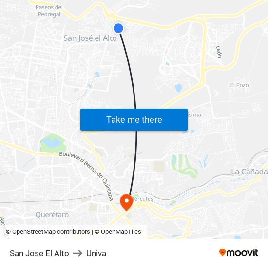 San Jose El Alto to Univa map
