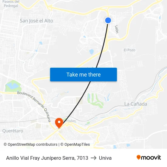 Anillo Vial Fray Junípero Serra, 7013 to Univa map