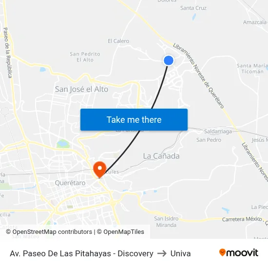Av. Paseo De Las Pitahayas - Discovery to Univa map