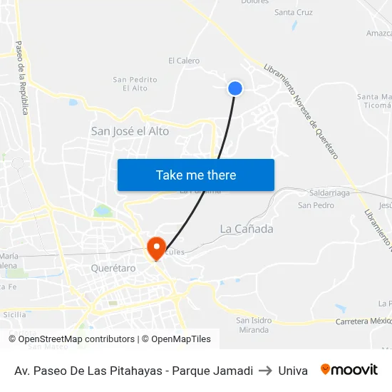 Av. Paseo De Las Pitahayas - Parque Jamadi to Univa map