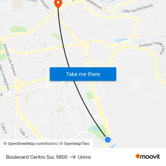 Prol. Bernardo Quintana - Hospital Ángeles Centro Sur to Univa map