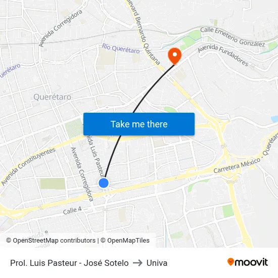 Prol. Luis Pasteur - José Sotelo to Univa map