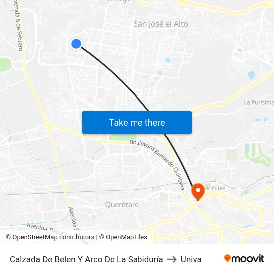 Av. Belén - Puente De San Miguel to Univa map