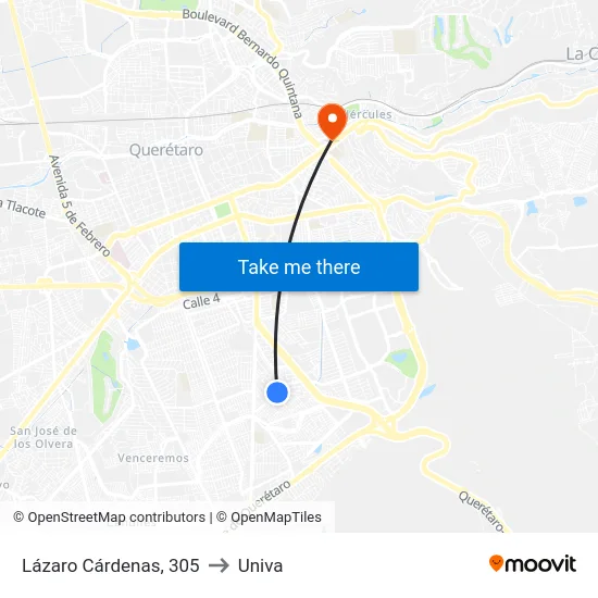 Lázaro Cárdenas, 305 to Univa map