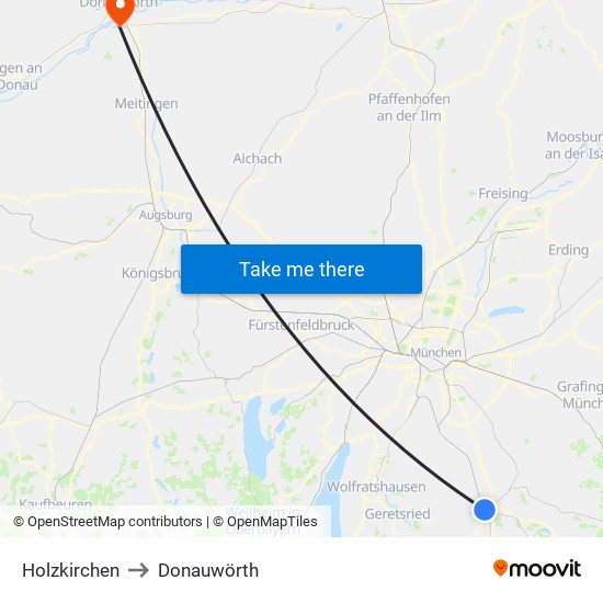 Holzkirchen to Donauwörth map