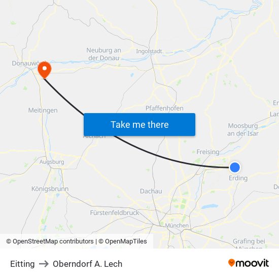 Eitting to Oberndorf A. Lech map