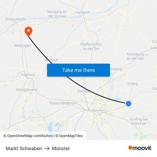 Markt Schwaben to Münster map