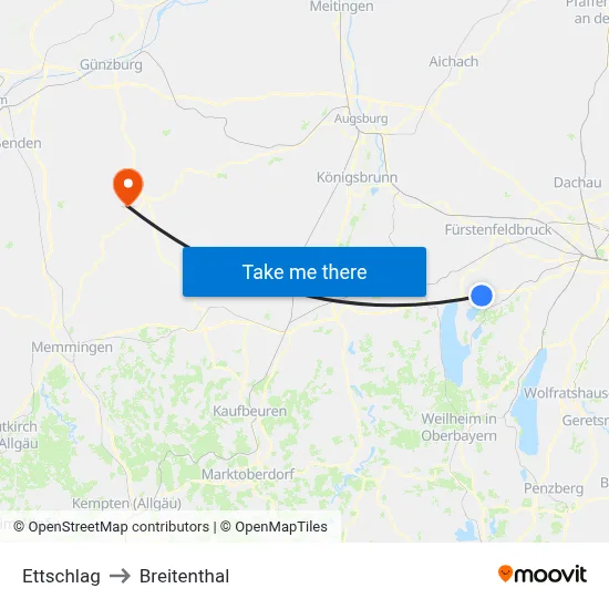 Ettschlag to Breitenthal map