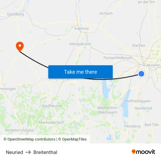 Neuried to Breitenthal map