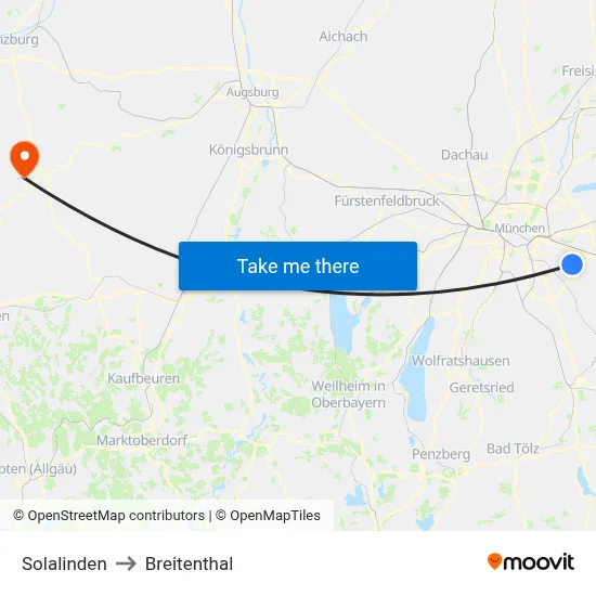 Solalinden to Breitenthal map