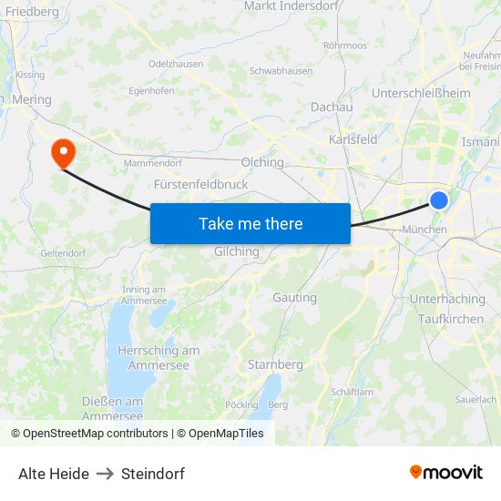 Alte Heide to Steindorf map