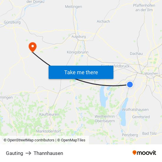 Gauting to Thannhausen map