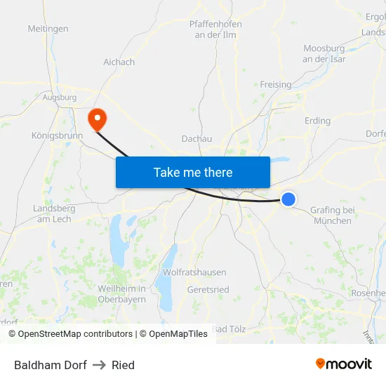 Baldham Dorf to Ried map